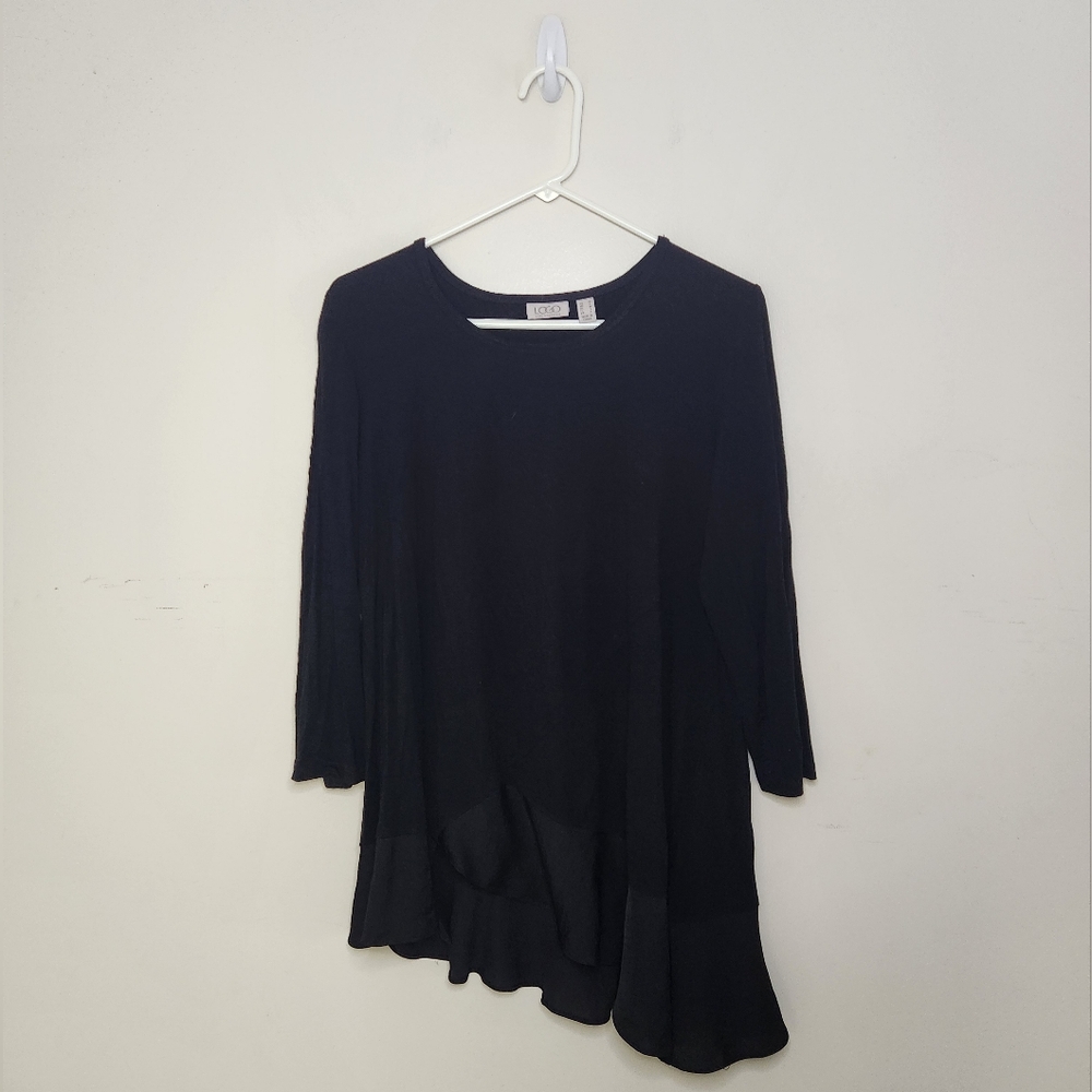 Women's Logo Lori Goldstein Black Top Sz Medium
